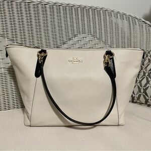 Coach Ivory and Black Tote Bag